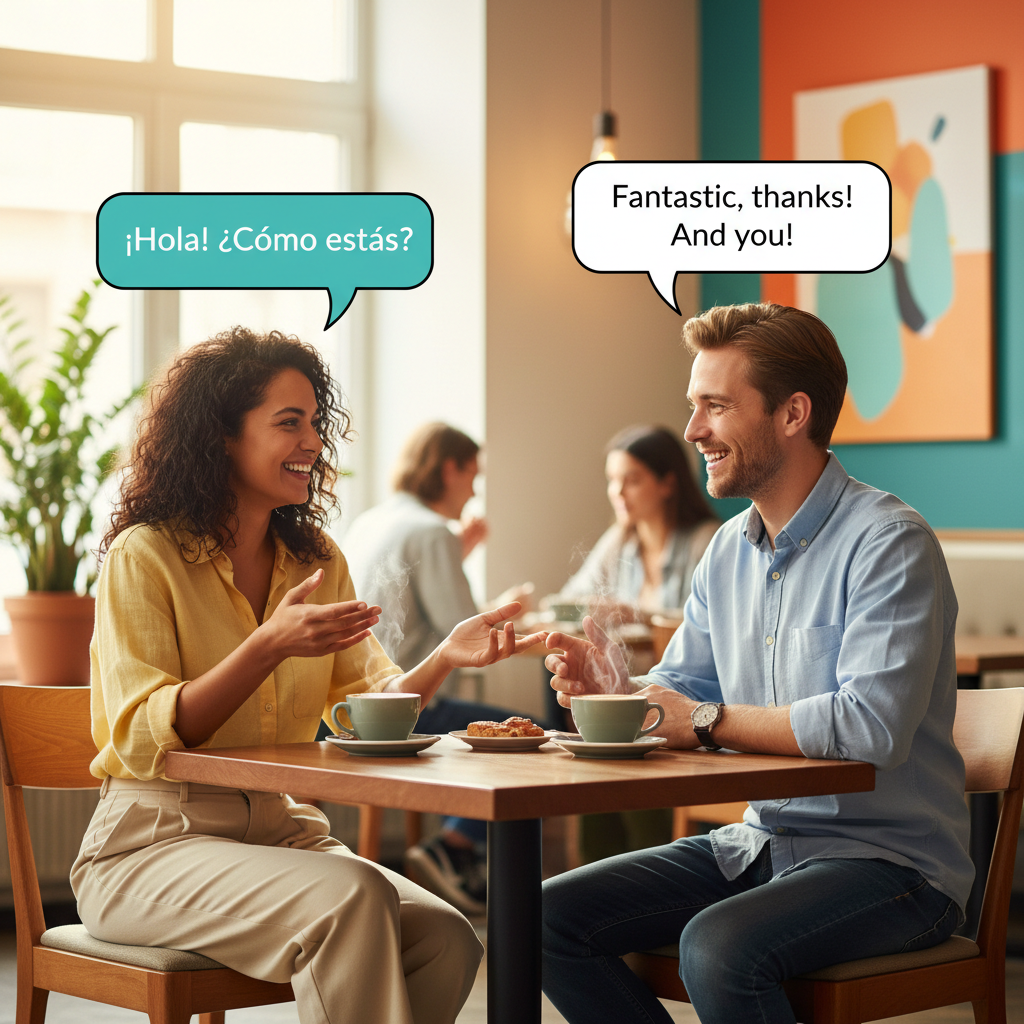 Dos personas conversando en inglés con confianza