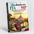 Mockup 3D de la guía para reclamar la ciudadanía italiana, con fondo gris claro y texto limpio